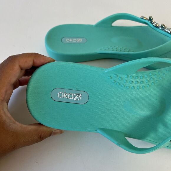 Oka B Ryann Star Fish Embellished Flip Flops Sea Glass Beach Vacation Size 7 - Picture 8 of 12